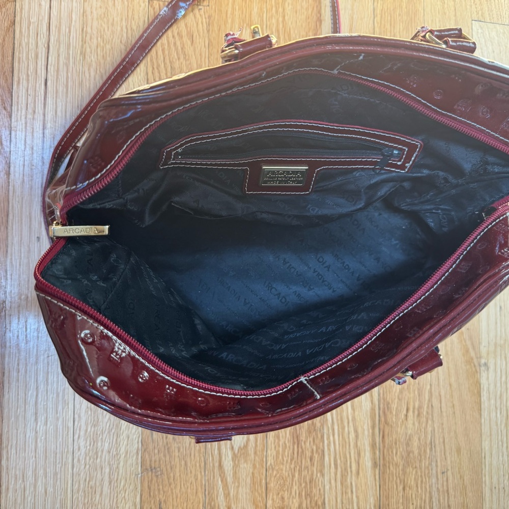 Arcadia Burgundy Satchel with Structured Design - Picture 5 of 5
